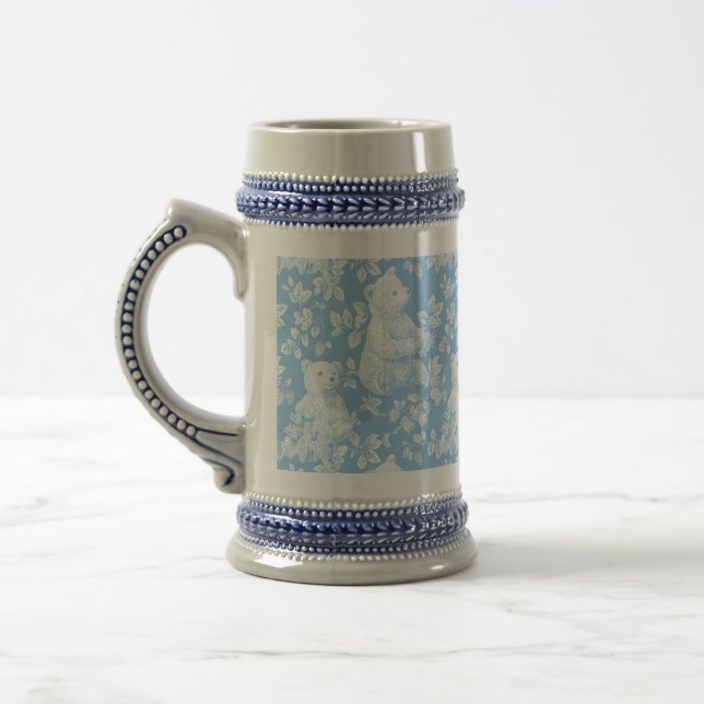 Caneca De Cerveja Chá de Bebê Urso Floral Toile Francês (Esquerda)