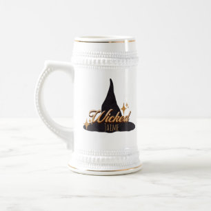 Caneca De Cerveja Chapéu de Bruxa Retro Nome Malvado  