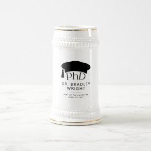 Caneca De Cerveja Chapéu de Doutorado Personalizado PhD Formatura