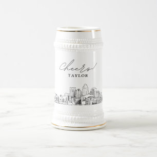 Caneca De Cerveja Charlotte North Carolina Personalizou Skyline