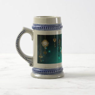 Caneca De Cerveja Chaves esqueleto antigas em fundo verde