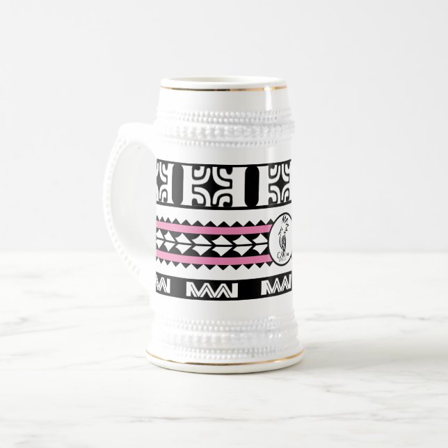 Caneca De Cerveja Chope à bière  Tribal Ethnic/Bande Rose (Frente Esquerda)