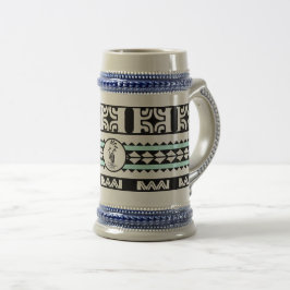 Caneca De Cerveja Chope à bière Tribal Ethnic/Bande Turquoise