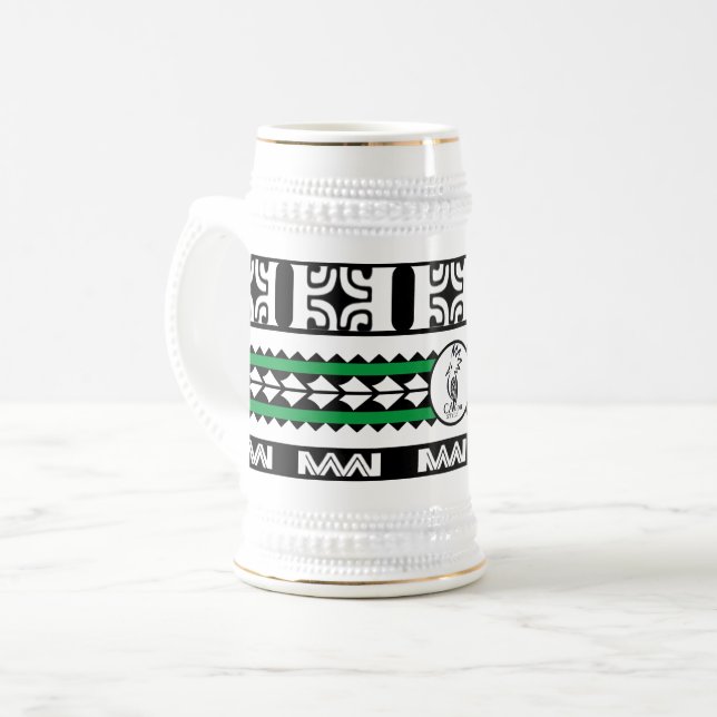 Caneca De Cerveja Chope à bière  Tribal Ethnic /Bande Vert (Frente Esquerda)