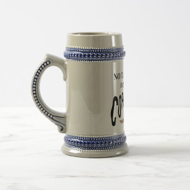 Caneca De Cerveja Cinza com café preto e branco engraçado (Esquerda)