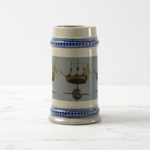 Caneca De Cerveja Cinza de Rosa Dourada Calyon Compass /Caneca de ce