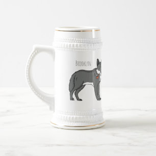 Caneca De Cerveja Cinza lobo com ilustração de desenho animado