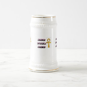 Caneca De Cerveja Citação da Vida do Ankh Egípcio - Chave Dourada da