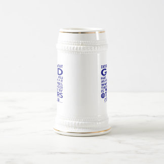 Caneca De Cerveja Citação de Aquino Olhe O Que Deus Lhe Deu Azul