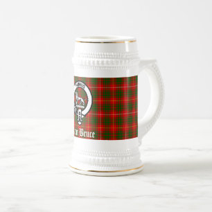 Caneca De Cerveja Clan Bruce Crest Crachá e Tartan Personalizado