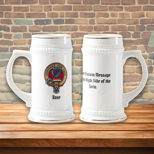 Caneca De Cerveja Clan Rosa Crest sobre Tartan (Criador carregado)