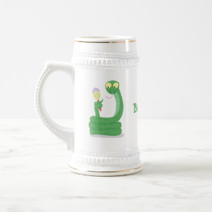 Caneca De Cerveja Cobra verde engraçado com desenhos de maraca