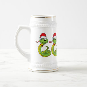 Caneca De Cerveja Cobra verde-giro com desenho animado de chapéu de