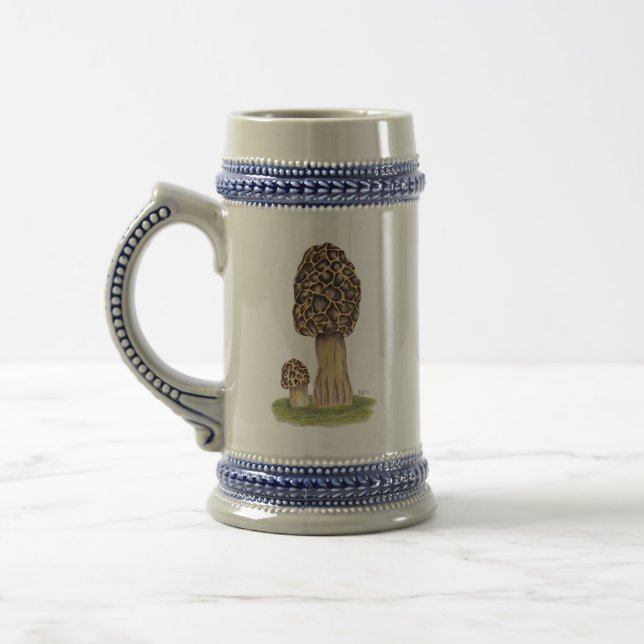 Caneca De Cerveja Cogumelo Morel desenhado à Mão (Esquerda)
