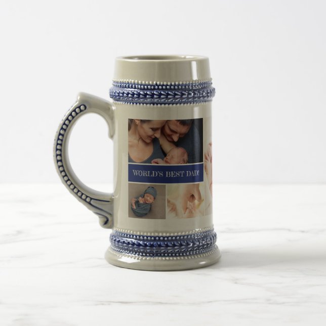 Caneca De Cerveja Colagem de Fotos Personalizada do Melhor Pai do Mu (Esquerda)