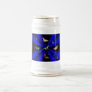 Caneca De Cerveja Colírio e borboleta a preto e azul