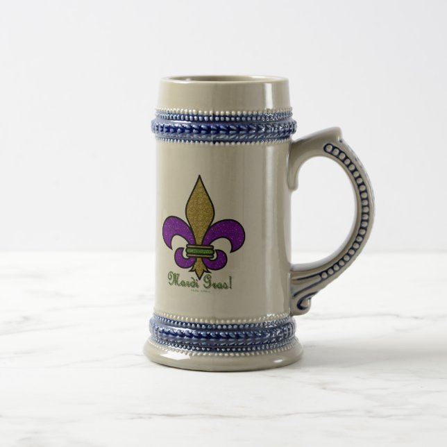 Caneca De Cerveja Colorida Mardi Gras Fleur De Lis (Direita)