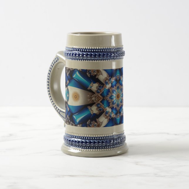 Caneca de cerveja com Design de cores argentinas (Frente Esquerda)