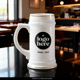 Caneca de cerveja com logotipo de texto personaliz