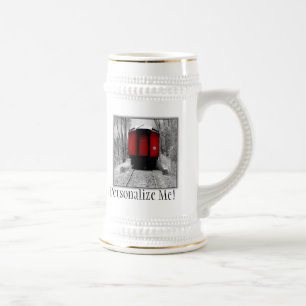 Caneca De Cerveja Comboio a Vapor Velho Vermelho e Preto