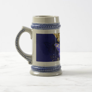 Caneca De Cerveja Composição com borboletas de safira