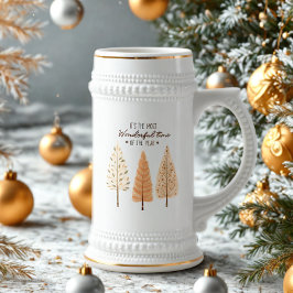 Caneca De Cerveja Copo de Cerveja de Natal com Pinheiros Escandinavo