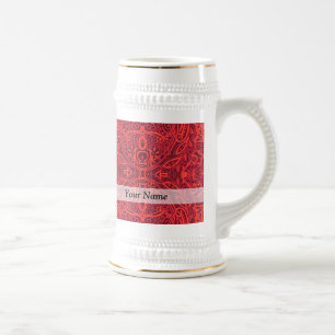 Caneca De Cerveja Cor damasco tribal vermelha