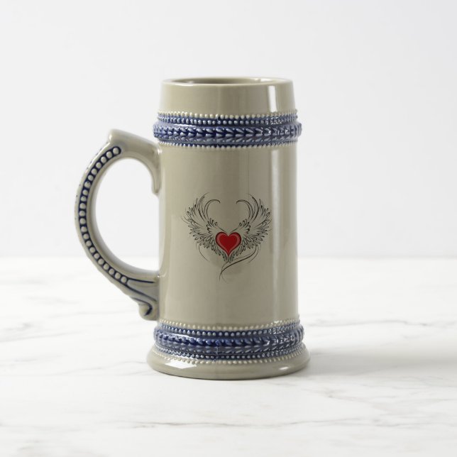 Caneca De Cerveja Coração Anjo Vermelho com asas (Esquerda)