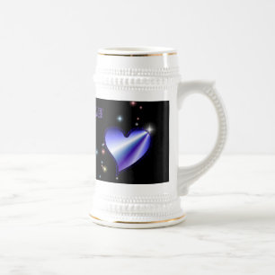 Caneca De Cerveja Coração Arco-Íris Púrpura com Estrelas