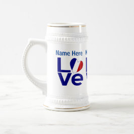 Caneca De Cerveja Coração de bandeira azul francesa personalizado 