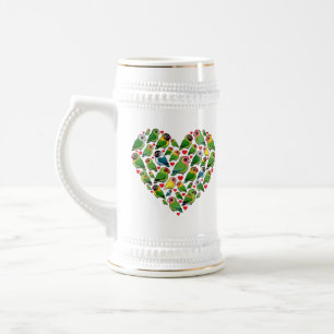 Caneca De Cerveja Coração dos Lovebirds