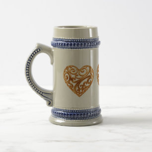 Caneca De Cerveja Coração Dourado Atemporal Símbolo de Amor