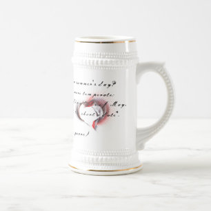 Caneca De Cerveja Coração Metálico com o soneto de Shakespeare 18