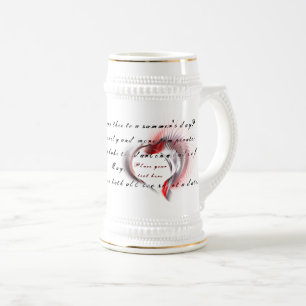 Caneca De Cerveja Coração Metálico com o soneto de Shakespeare 18 Mu