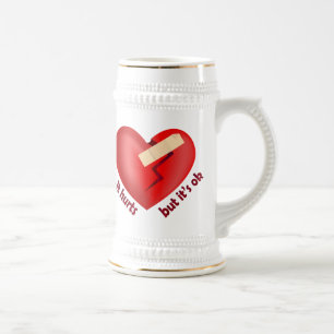 Caneca De Cerveja Coração quebrado curado com correção e citação de