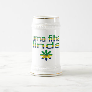 Caneca De Cerveja Cores da bandeira de Filha Linda Brasil do Uma