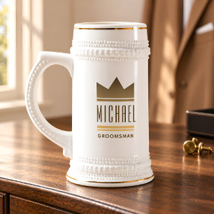 Caneca De Cerveja Coroa Dourada Moderna para os Membros da Comitiva