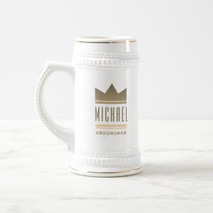 Caneca De Cerveja Coroa Dourada Moderna para Padrinho de Casamento