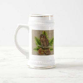 Caneca De Cerveja Coruja Personalizada em Sacaria Presente para Nova