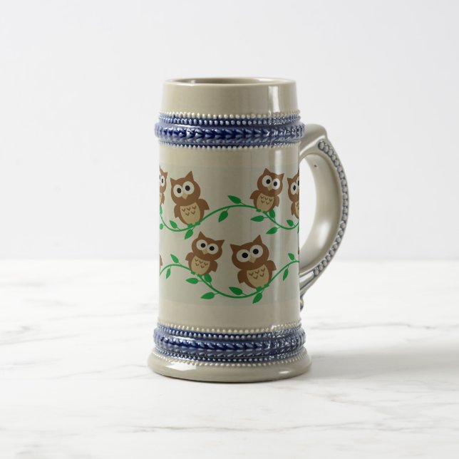 Caneca De Cerveja Corujas bonitos (Frente Esquerda)