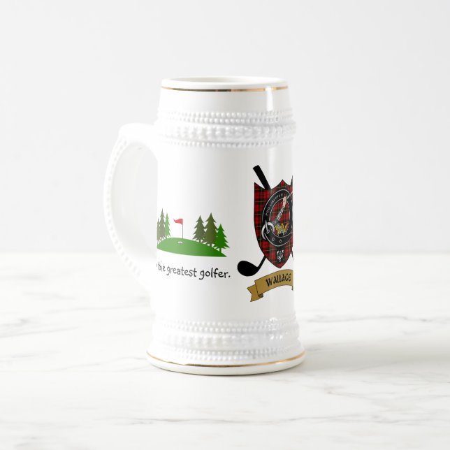 Caneca De Cerveja Crachá Wallace Clan e Tartan Personalizados (Frente Esquerda)