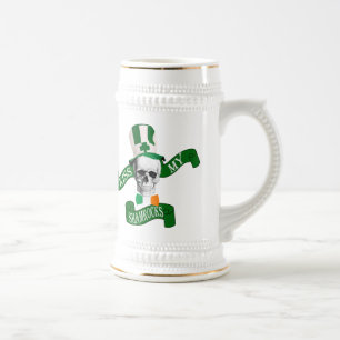 Caneca De Cerveja Crânio gótico engraçado Dia de São Patrício irland