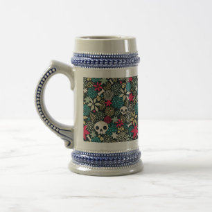Caneca De Cerveja Crânio nas flores