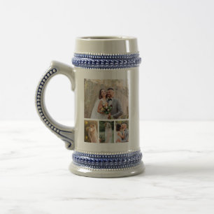 Caneca De Cerveja Crie A Sua Própria Colagem De Casamento Fotográfic