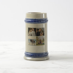 Caneca De Cerveja Crie Sua Própria Colagem de Fotos de Família 4 Per