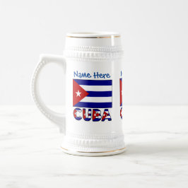Caneca De Cerveja Cuba e Bandeira Cubana Azul Escuro Personalizada 