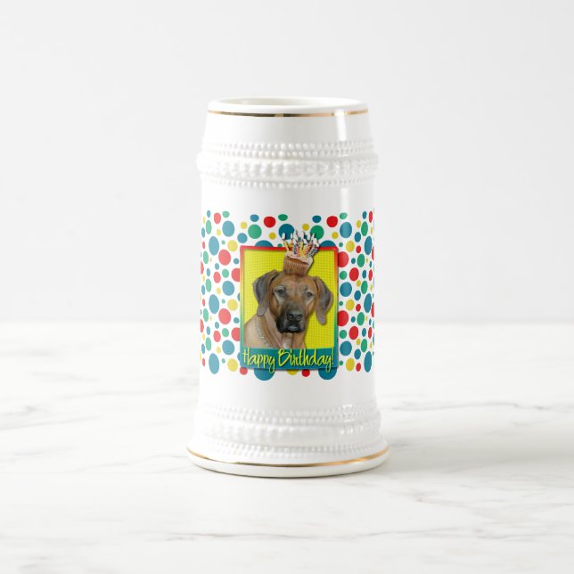 Caneca De Cerveja Cupcake do aniversário - Rhodesian Ridgeback (Centro)