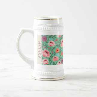 Caneca De Cerveja Custom Name Wildflower Floral Cottagecore Personal