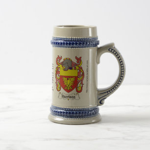 Caneca de cerveja da crista da família de Harriso