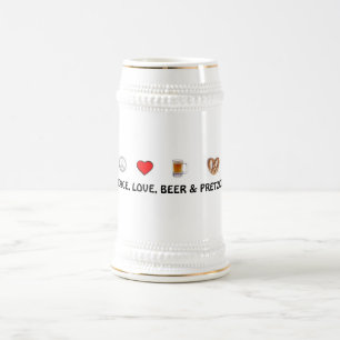 Caneca de cerveja da paz, do amor, da cerveja &